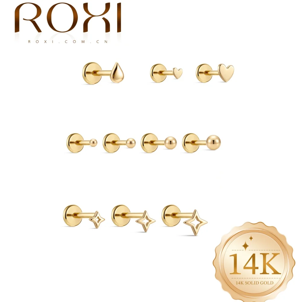 ROXI 1PC 14K Gold Plated G23 Titanium Piercing Studs, Hypoallergenic Heart/Bead/Drop/Star Flat Back Cartilage Earrings
ROXI 1PC 14K Gold Plated G23 Titanium Piercing Studs, Hypoallergenic Heart/Bead/Drop/Star Flat Back Cartilage Earrings