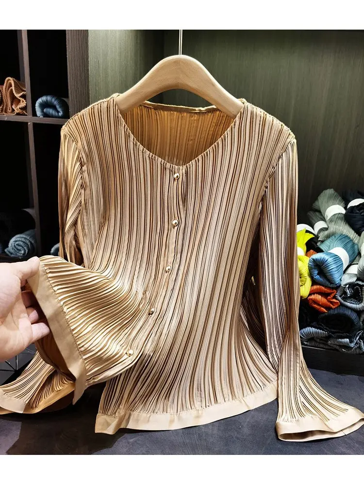 Casual Style Long Sleeve Blouse Loose Fit Wrinkle Design Belly Covering Versatile Spring New Fashion Women's Polyester Shirt
Casual Style Long Sleeve Blouse Loose Fit Wrinkle Design Belly Covering Versatile Spring New Fashion Women's Polyester Shirt