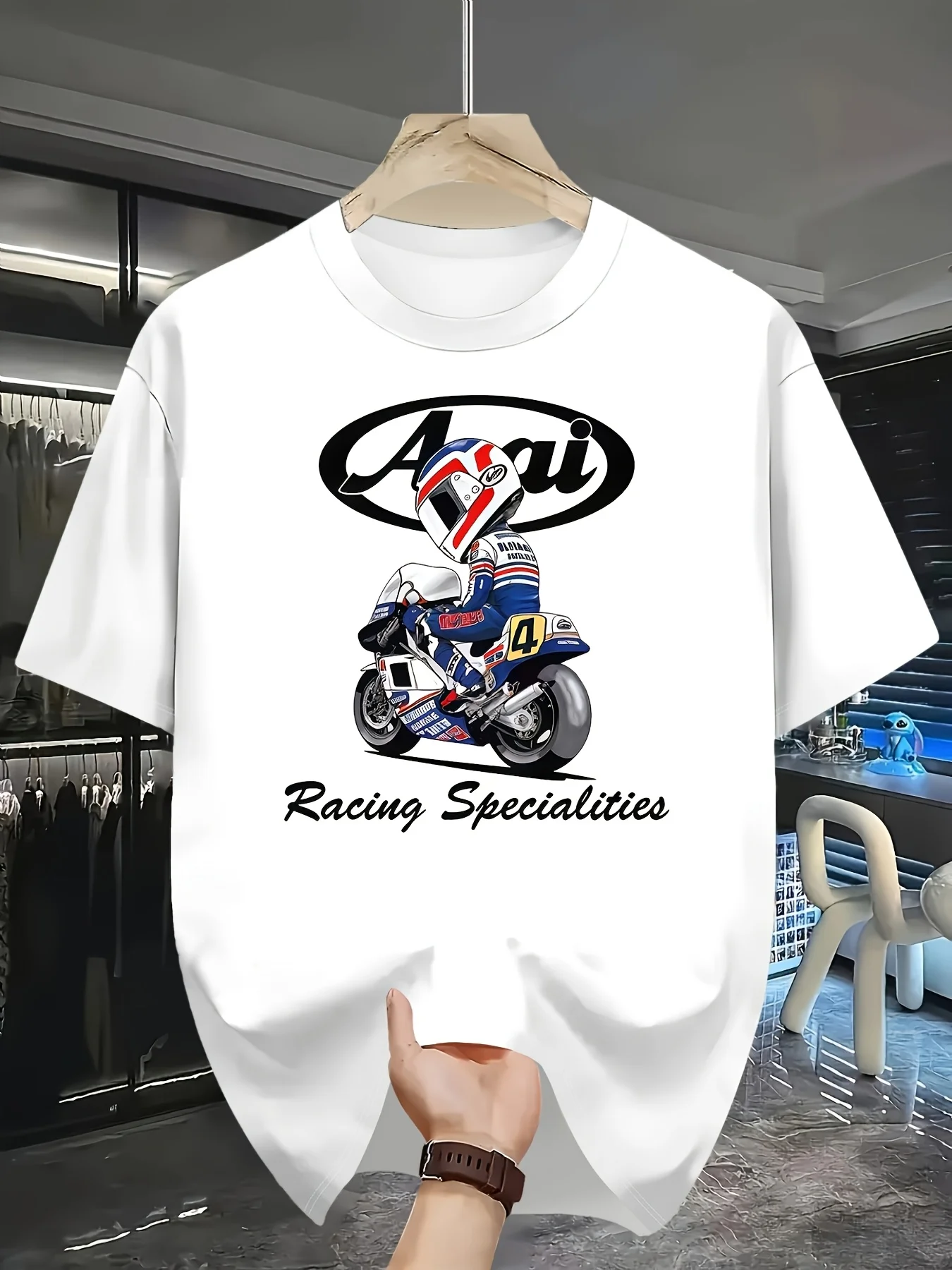 Men'S Casual Motorcycle Racing Graphic T-Shirt Black with Blue Red Design, Breathable Polyester Knit, Lightweight Comfortable
Men'S Casual Motorcycle Racing Graphic T-Shirt Black with Blue Red Design, Breathable Polyester Knit, Lightweight Comfortable
