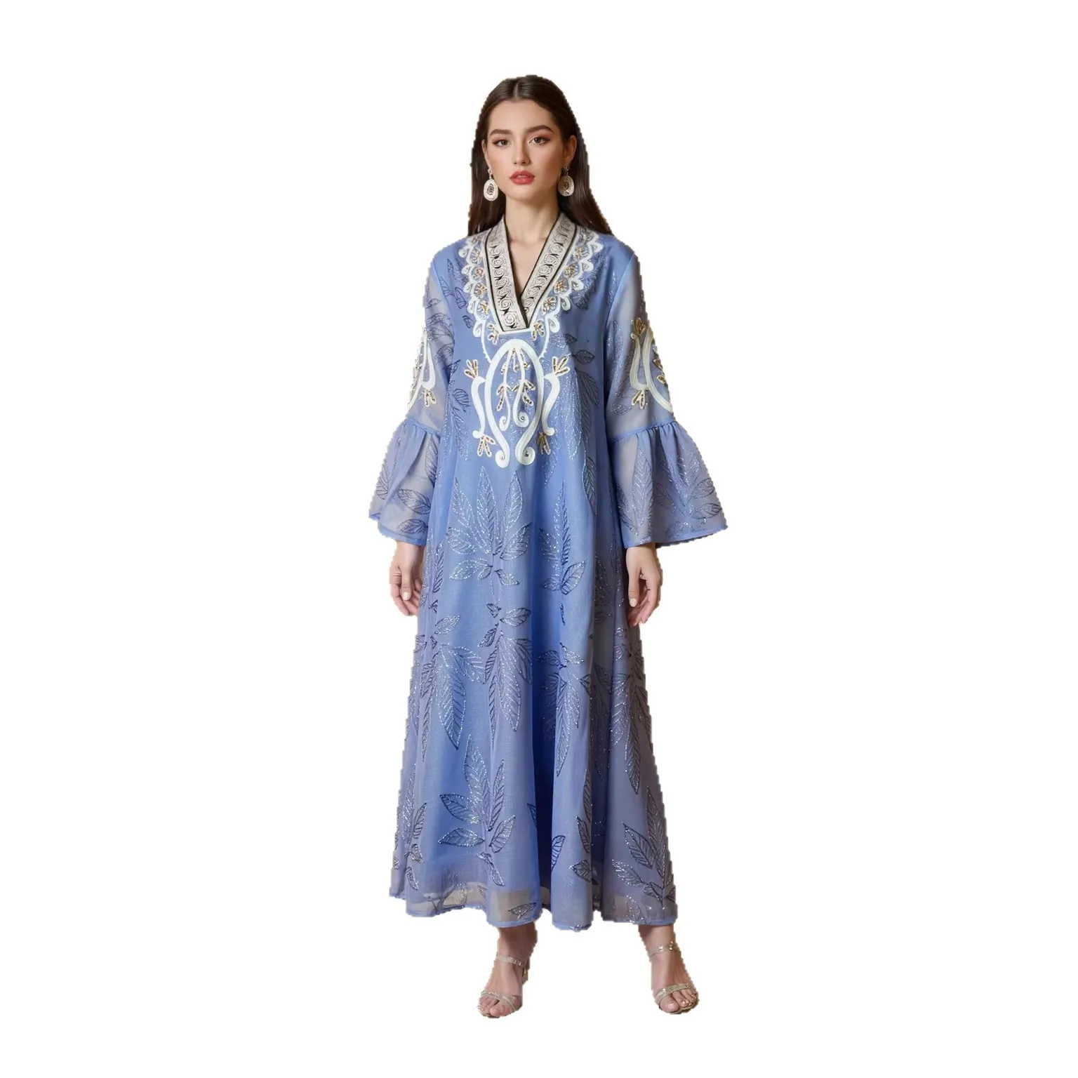 Женское платье для Ид, вышитая абайя, джалабия в дубайском стиле, длинное платье для Рамадана, вечернее платье с расклешенными рукавами, арабское длинное платье, марокканский кафтан
Женское платье для Ид, вышитая абайя, джалабия в дубайском стиле, длинное платье для Рамадана, вечернее платье с расклешенными рукавами, арабское длинное платье, марокканский кафтан