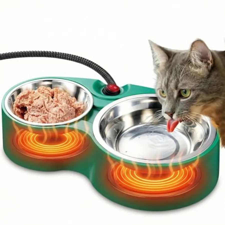 Heated Cat Bowl with Soft Indicator Light Double Removable Stainless Steel Bowls, Freeze-Proof Water and Food, Overheat Protect
Heated Cat Bowl with Soft Indicator Light Double Removable Stainless Steel Bowls, Freeze-Proof Water and Food, Overheat Protect