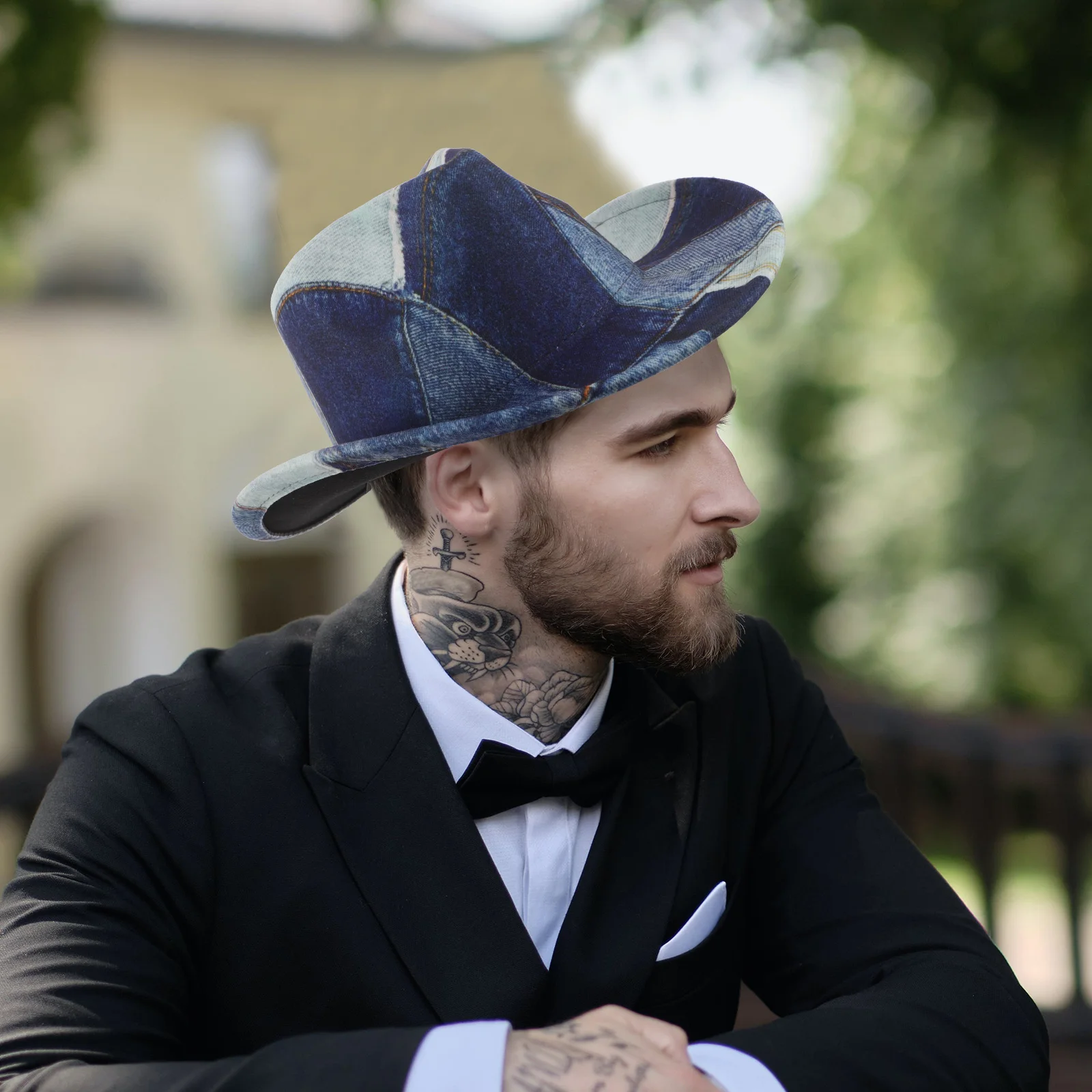Retro Cowboy Hat Denim Print Cowgirl Western Costume Flat Top Breathable Material Wide Brim Theme Party Patchwork Distressed
Retro Cowboy Hat Denim Print Cowgirl Western Costume Flat Top Breathable Material Wide Brim Theme Party Patchwork Distressed