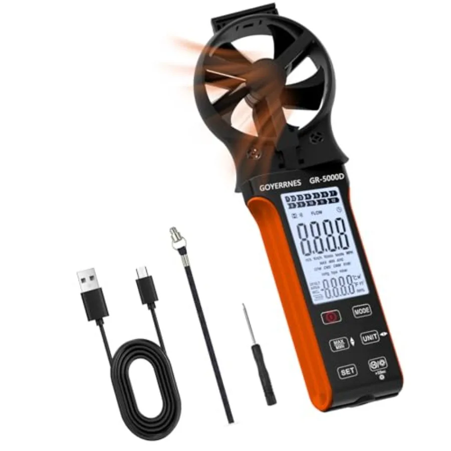Air Flow and Wind Speed Meter Handheld CFM Anemometer with Waterproof Touch Button CFM Meter Gauge Air Velocity Measuring Devic
Air Flow and Wind Speed Meter Handheld CFM Anemometer with Waterproof Touch Button CFM Meter Gauge Air Velocity Measuring Devic