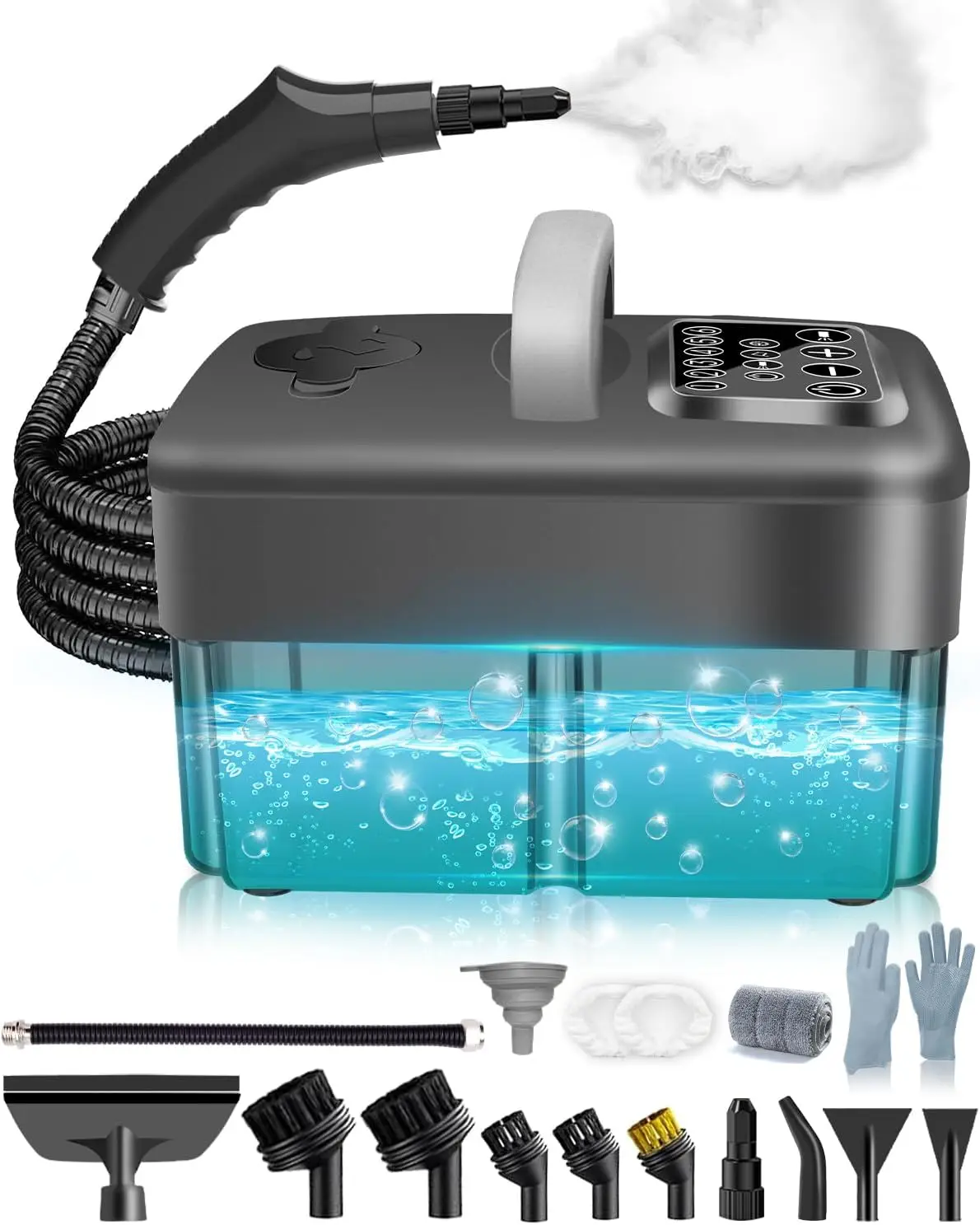 Steam Cleaner for Home - 1600ML Water Tank 15s Heat-Up Portable Steamer for Cleaning, 6 Level Adjustable, 2500W, 45PSI, 250°F
Steam Cleaner for Home - 1600ML Water Tank 15s Heat-Up Portable Steamer for Cleaning, 6 Level Adjustable, 2500W, 45PSI, 250°F