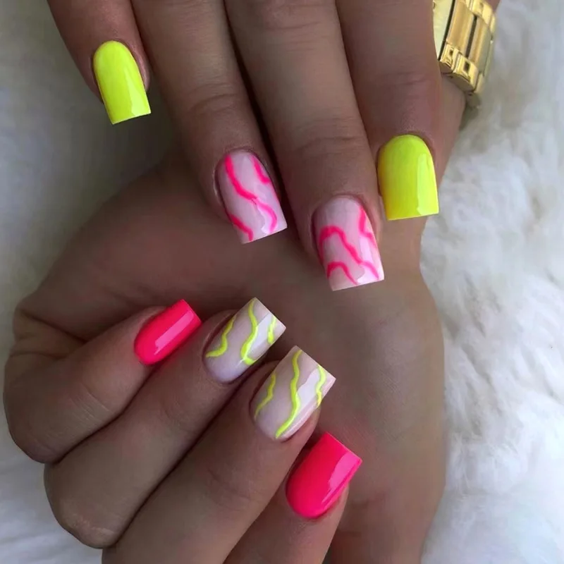 24pcs Y2K Press-On Nails - Barbie Pink & Mustard Swirl Medium Square Shape (Multi Sizes) False Nail For Women Girl
24pcs Y2K Press-On Nails - Barbie Pink & Mustard Swirl Medium Square Shape (Multi Sizes) False Nail For Women Girl