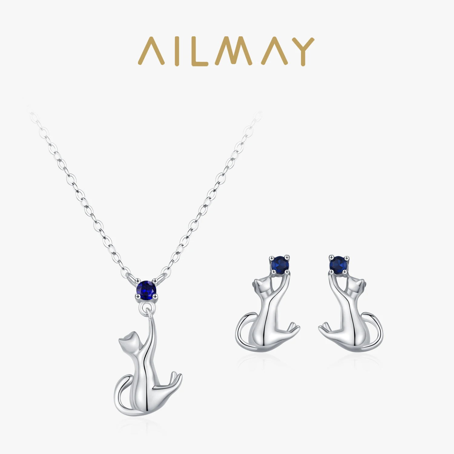 Ailmay 925 Sterling Silver Creative Cat Pendant Necklace Earrings For Women Cute Party Birthday Jewelry Set
Ailmay 925 Sterling Silver Creative Cat Pendant Necklace Earrings For Women Cute Party Birthday Jewelry Set
