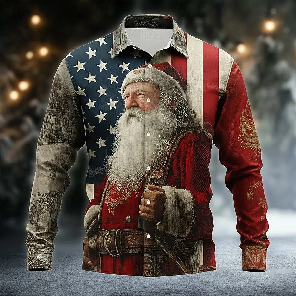 Рождественская мужская рубашка с орлом и американским флагом Санта-Клауса, рубашка на пуговицах с длинным рукавом, забавные рождественские подарки, праздник, весна, осень
Рождественская мужская рубашка с орлом и американским флагом Санта-Клауса, рубашка на пуговицах с длинным рукавом, забавные рождественские подарки, праздник, весна, осень