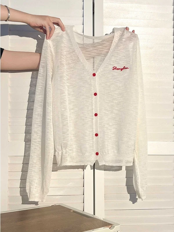 Ele V-Ne Long Sve Вязаный кардиган из ледяного шелка, женский летний осенний тонкий дизайн Sense, белый повседневный свободный крой, футболка...
Ele V-Ne Long Sve Вязаный кардиган из ледяного шелка, женский летний осенний тонкий дизайн Sense, белый повседневный свободный крой, футболка...