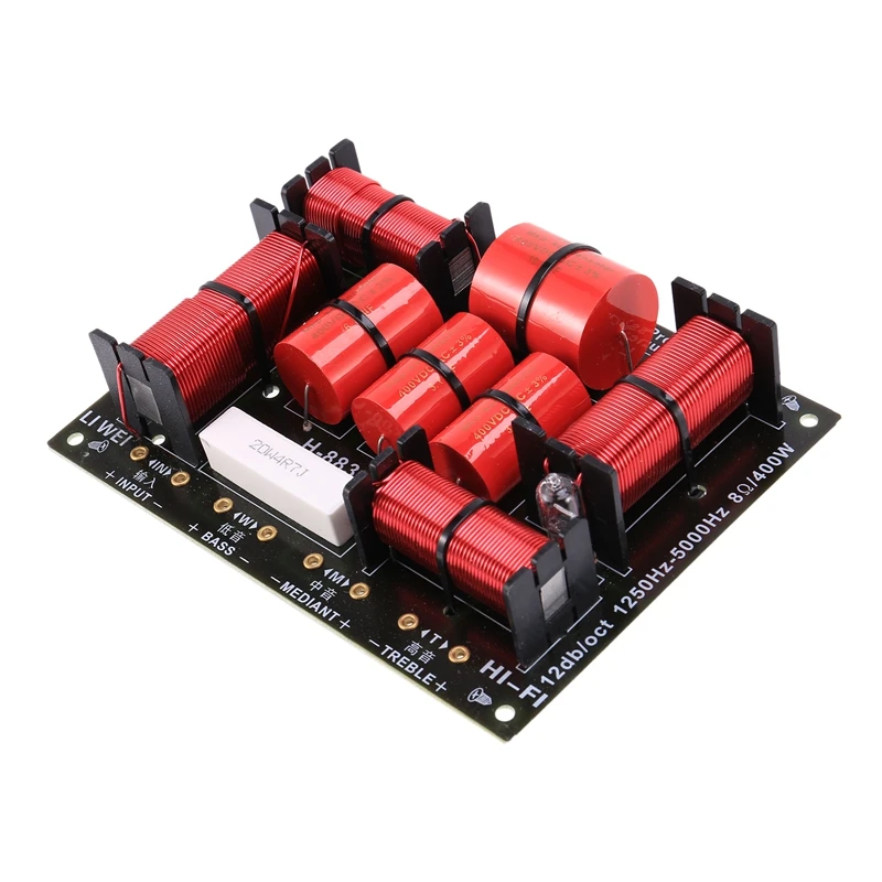 400W 3 Way Crossover Divider Hifi Tweeter Woofer Speaker Crossover 1250H/5000HZ with High-Pitched Protection-A22U
400W 3 Way Crossover Divider Hifi Tweeter Woofer Speaker Crossover 1250H/5000HZ with High-Pitched Protection-A22U