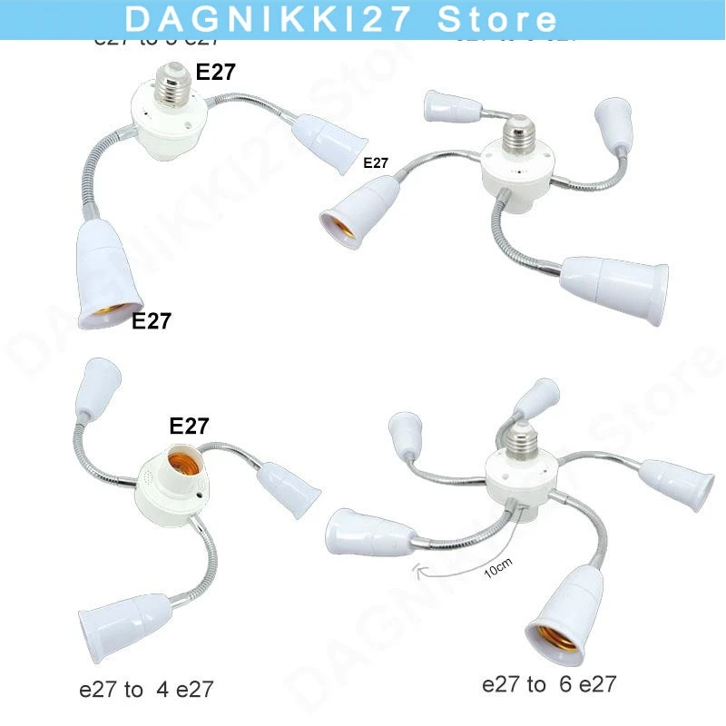 Adjustable 1 E27 to 3 4 5 6 Way E27 light bulb Base Holder Socket Splitter LED Converter Extension Hose power Adapter v
Adjustable 1 E27 to 3 4 5 6 Way E27 light bulb Base Holder Socket Splitter LED Converter Extension Hose power Adapter v