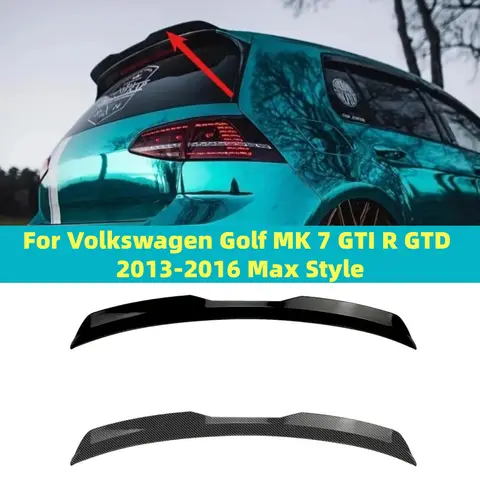 For VW Golf MK 7 GTI R GTD 2013-2016 Rear Window Roof Spoiler Top Lip Trim Max Style Accessories Glossy Black/Carbon Look