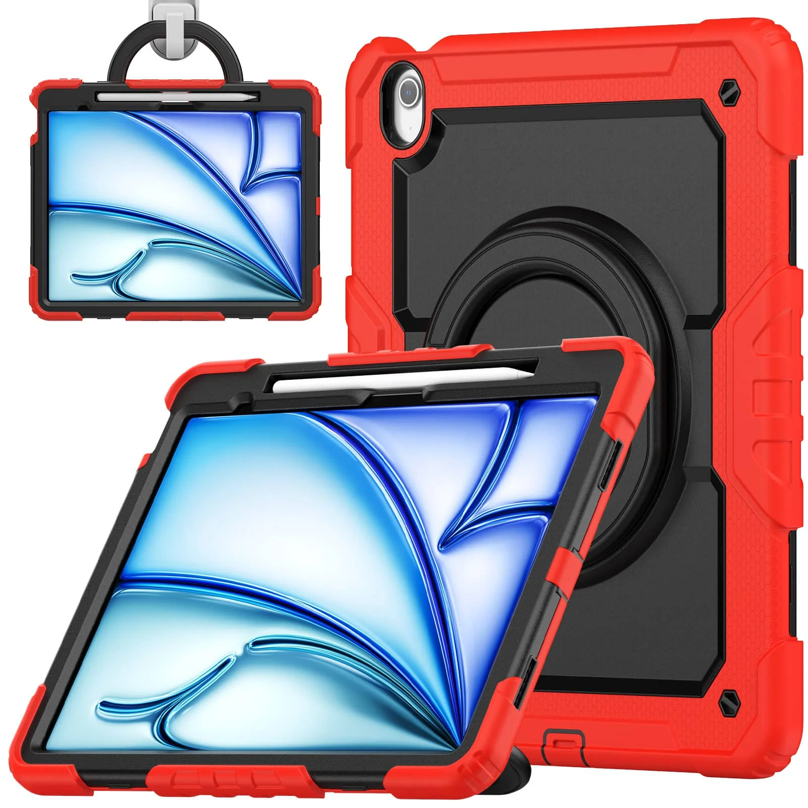For iPad Air 13 M2 2024, Military Grade Shockproof Protective Silicone Cover 360 Folding Handle Grip + Handle Shoulder Strap
For iPad Air 13 M2 2024, Military Grade Shockproof Protective Silicone Cover 360 Folding Handle Grip + Handle Shoulder Strap