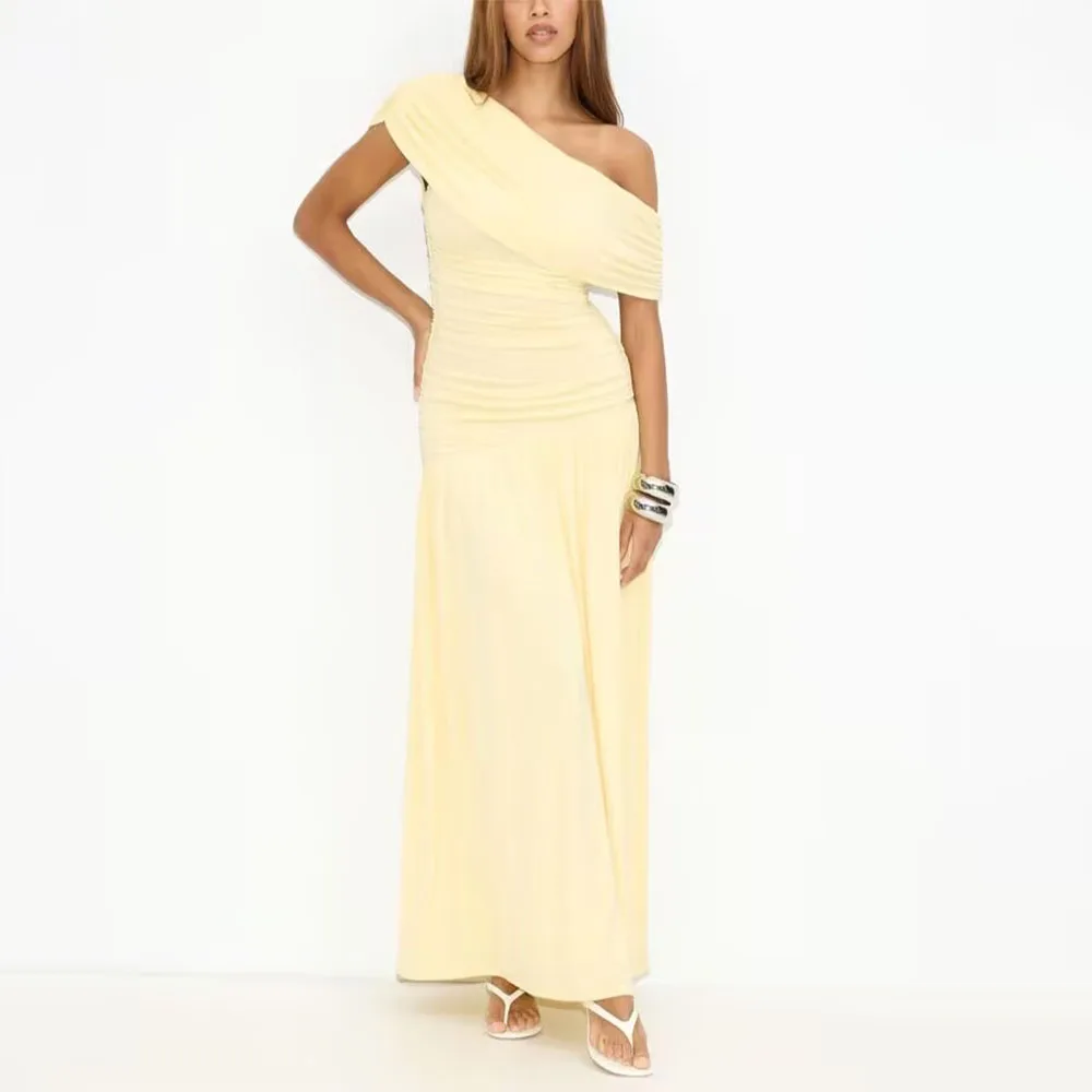High Quality Customized One Shoulder Ankle Length Pleat Yellow Robes De Soirée Evening Gowns Prom Dress فساتين حفلات Vestidos
High Quality Customized One Shoulder Ankle Length Pleat Yellow Robes De Soirée Evening Gowns Prom Dress فساتين حفلات Vestidos