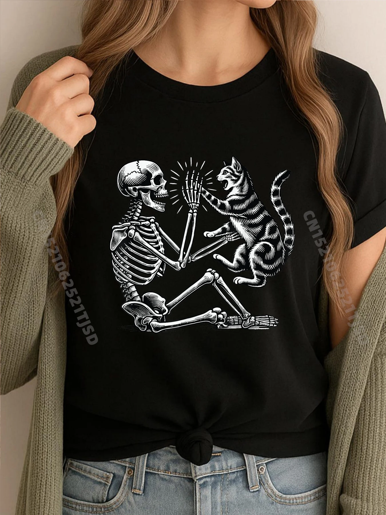 Скелет с котом, костюм на Хэллоуин, жуткий череп, футболка с рисунком для любителей кошек, классическая аниме
Скелет с котом, костюм на Хэллоуин, жуткий череп, футболка с рисунком для любителей кошек, классическая аниме