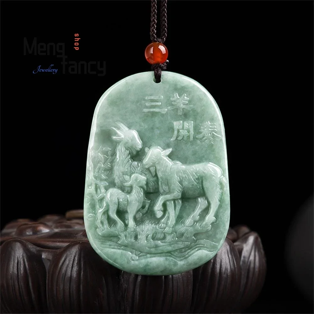 Natural A-goods Jadeite Three Goats Zodiac Pendant Simple Exquisite Engraver Best Selling Fashion Jewelry Mascots Holiday Gift
Natural A-goods Jadeite Three Goats Zodiac Pendant Simple Exquisite Engraver Best Selling Fashion Jewelry Mascots Holiday Gift