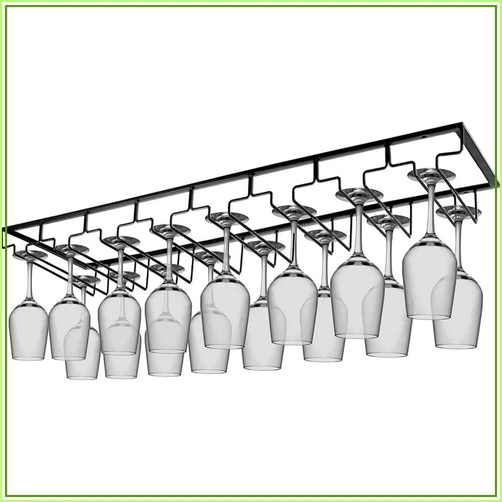 8 Row Wine Glass Rack Under Cabinet, Large Capacity Stemware Hanger for Kitchen, Bar, Matte Black, Screws Included
8 Row Wine Glass Rack Under Cabinet, Large Capacity Stemware Hanger for Kitchen, Bar, Matte Black, Screws Included