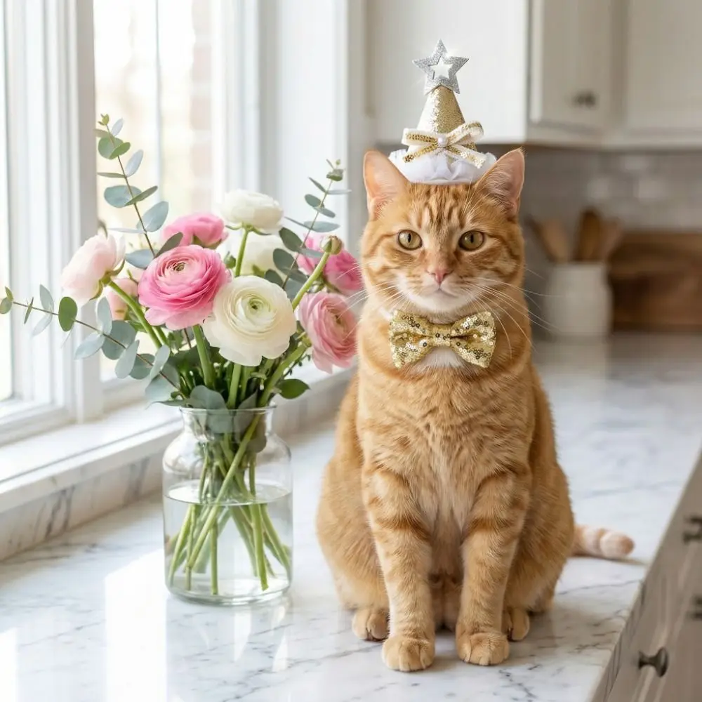 Adjustable Cat Birthday Party Hat Comfortable Fit Star Sequins Pet Bowtie Headdress Decorative Pet Star Hat for Cats and Dogs
Adjustable Cat Birthday Party Hat Comfortable Fit Star Sequins Pet Bowtie Headdress Decorative Pet Star Hat for Cats and Dogs