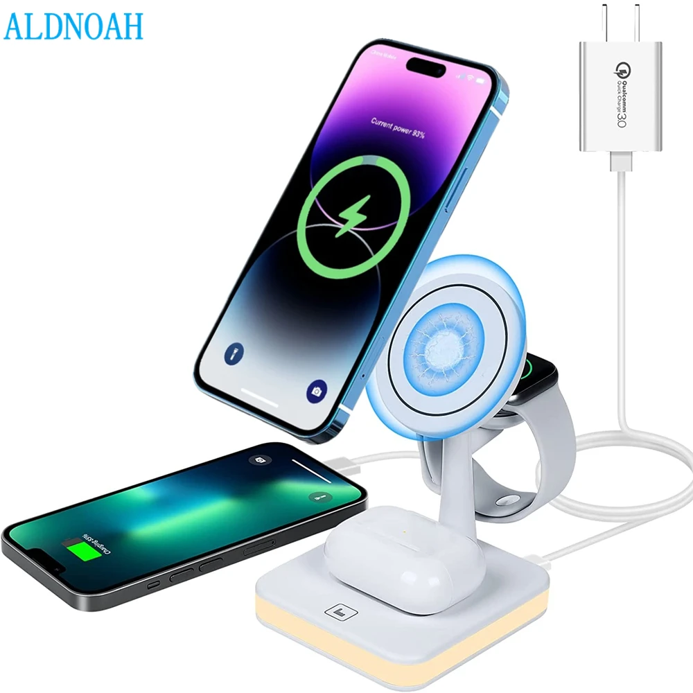 Беспроводное зарядное устройство 3 в 1, подставка для iPhone 12 13 14 Pro Max, магнитная зарядная док-станция для Airpods Pro, Apple watch 8, зарядное устройство
Беспроводное зарядное устройство 3 в 1, подставка для iPhone 12 13 14 Pro Max, магнитная зарядная док-станция для Airpods Pro, Apple watch 8, зарядное устройство