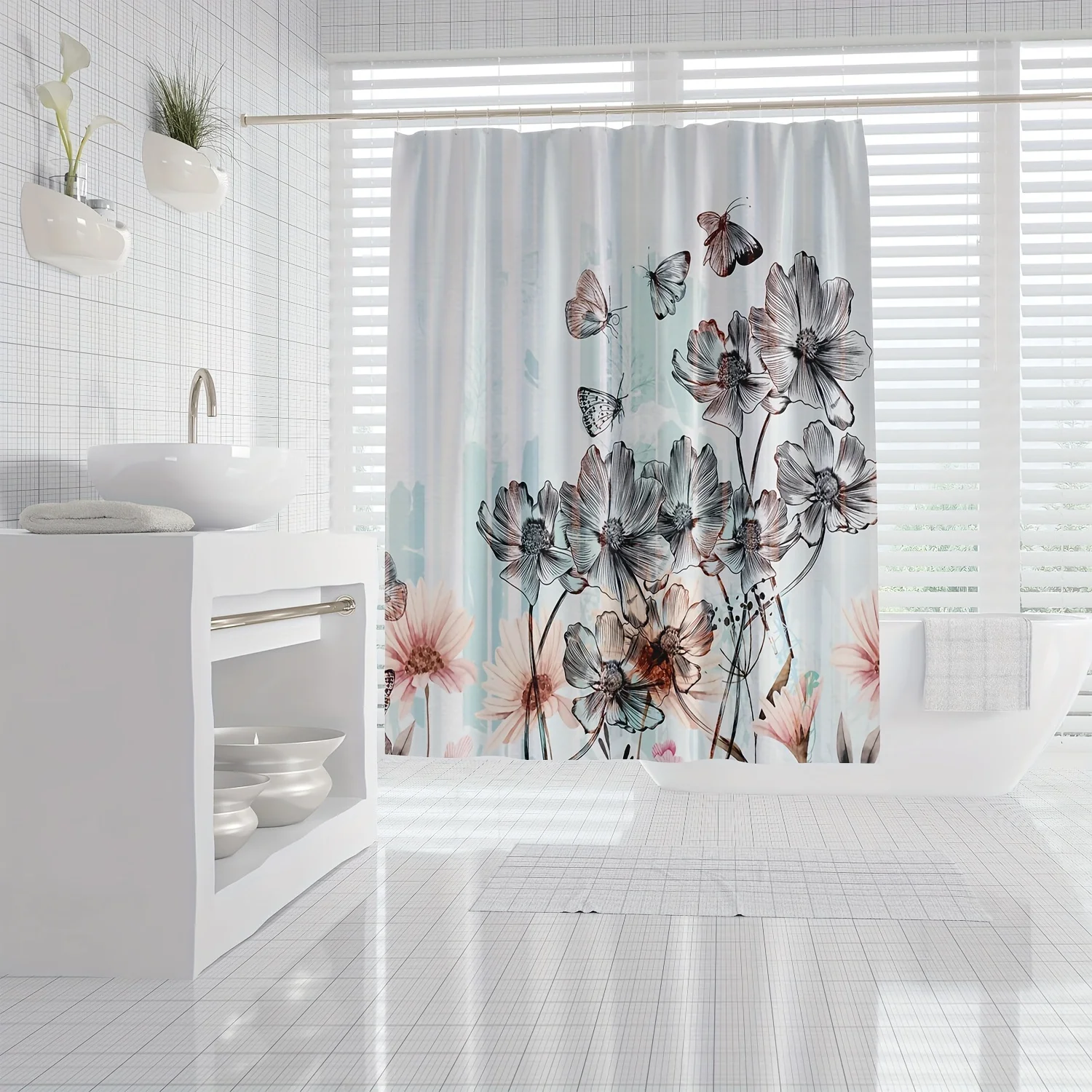 Занавеска для душа с цветочным узором бабочки, водонепроницаемая занавеска для душа с крючками, перегородка для ванной комнаты, аксессуары для ванной комнаты
Занавеска для душа с цветочным узором бабочки, водонепроницаемая занавеска для душа с крючками, перегородка для ванной комнаты, аксессуары для ванной комнаты