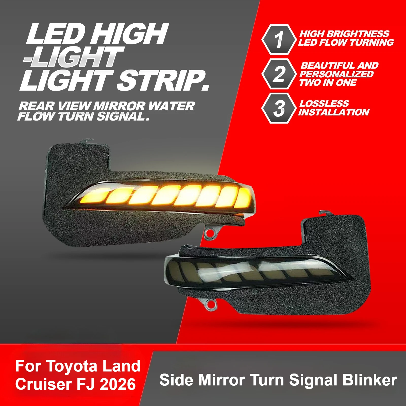 For Toyota Land Cruiser FJ 2026 Side Rearview Mirror Led Yellow Flowing Turn Signal Blinker Modification Accessories
For Toyota Land Cruiser FJ 2026 Side Rearview Mirror Led Yellow Flowing Turn Signal Blinker Modification Accessories