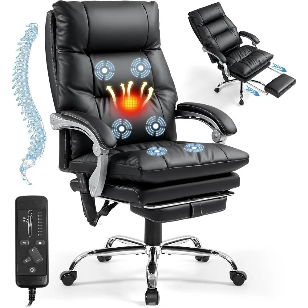 Ergonomic High-Back Leather Desk Chair with 135° Recline, 6-Point Vibration & Heat, Supports Up to 400 LBS
Ergonomic High-Back Leather Desk Chair with 135° Recline, 6-Point Vibration & Heat, Supports Up to 400 LBS