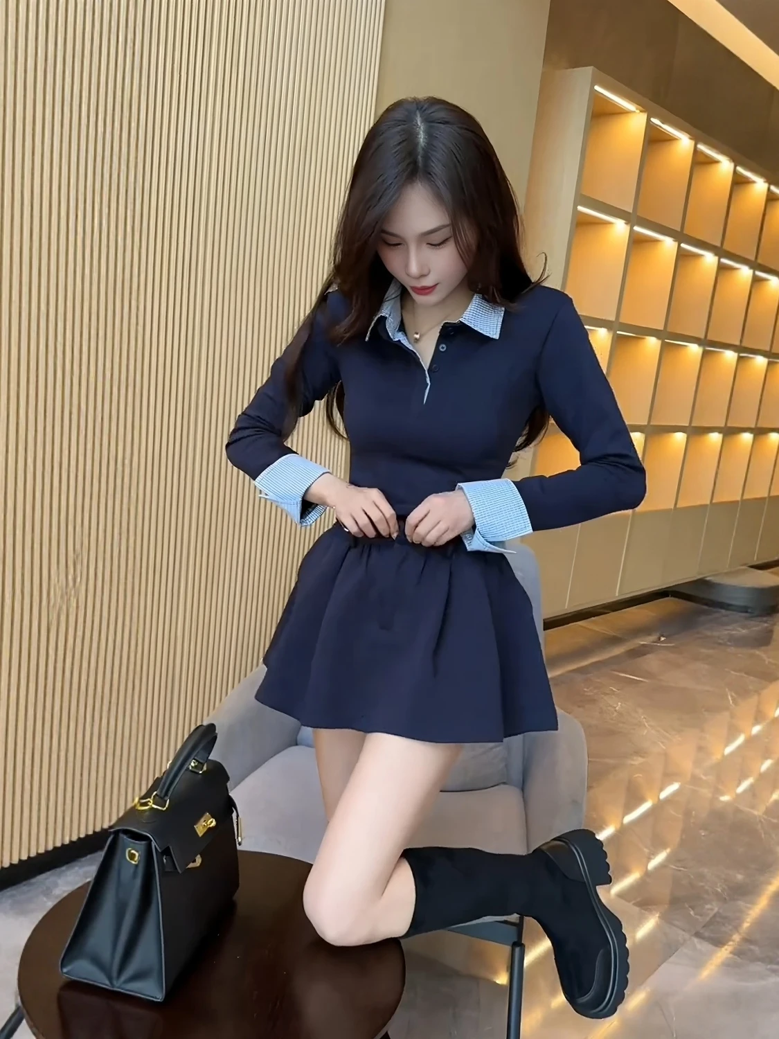 Slimming A-Line Neck Set Women's Spring Fashion Long Sleeve High Waist Skirt Two-Piece Suit College Style Slimming Outfit
Slimming A-Line Neck Set Women's Spring Fashion Long Sleeve High Waist Skirt Two-Piece Suit College Style Slimming Outfit