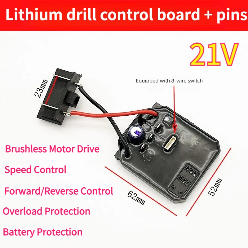 21V Brushless Drill Control Board - Driver Switch Replacement for Lithium Cordless Drill Power Tool
21V Brushless Drill Control Board - Driver Switch Replacement for Lithium Cordless Drill Power Tool