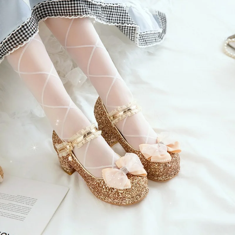 Sweet Lolita Glitter Mid Heel Pumps Women's Mary Jane Shoes With Lace Trim & Bow Plus Size 30-48 Cute Princess Shoes
Sweet Lolita Glitter Mid Heel Pumps Women's Mary Jane Shoes With Lace Trim & Bow Plus Size 30-48 Cute Princess Shoes
