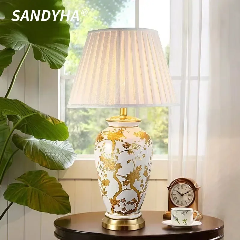 SANDYHA American Classical Ceramic Floor Lamp Bedroom Decoration Home Dining Table Lighting for Living Room Fabric Lampshade
SANDYHA American Classical Ceramic Floor Lamp Bedroom Decoration Home Dining Table Lighting for Living Room Fabric Lampshade