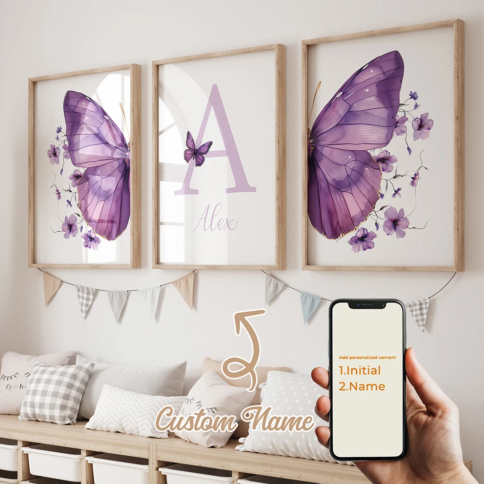 Purple Butterfly 3pcs Personalized Name Custom Wall Art Prints Canvas Painting Poster Picture For Living Bedroom Room Home Decor
Purple Butterfly 3pcs Personalized Name Custom Wall Art Prints Canvas Painting Poster Picture For Living Bedroom Room Home Decor