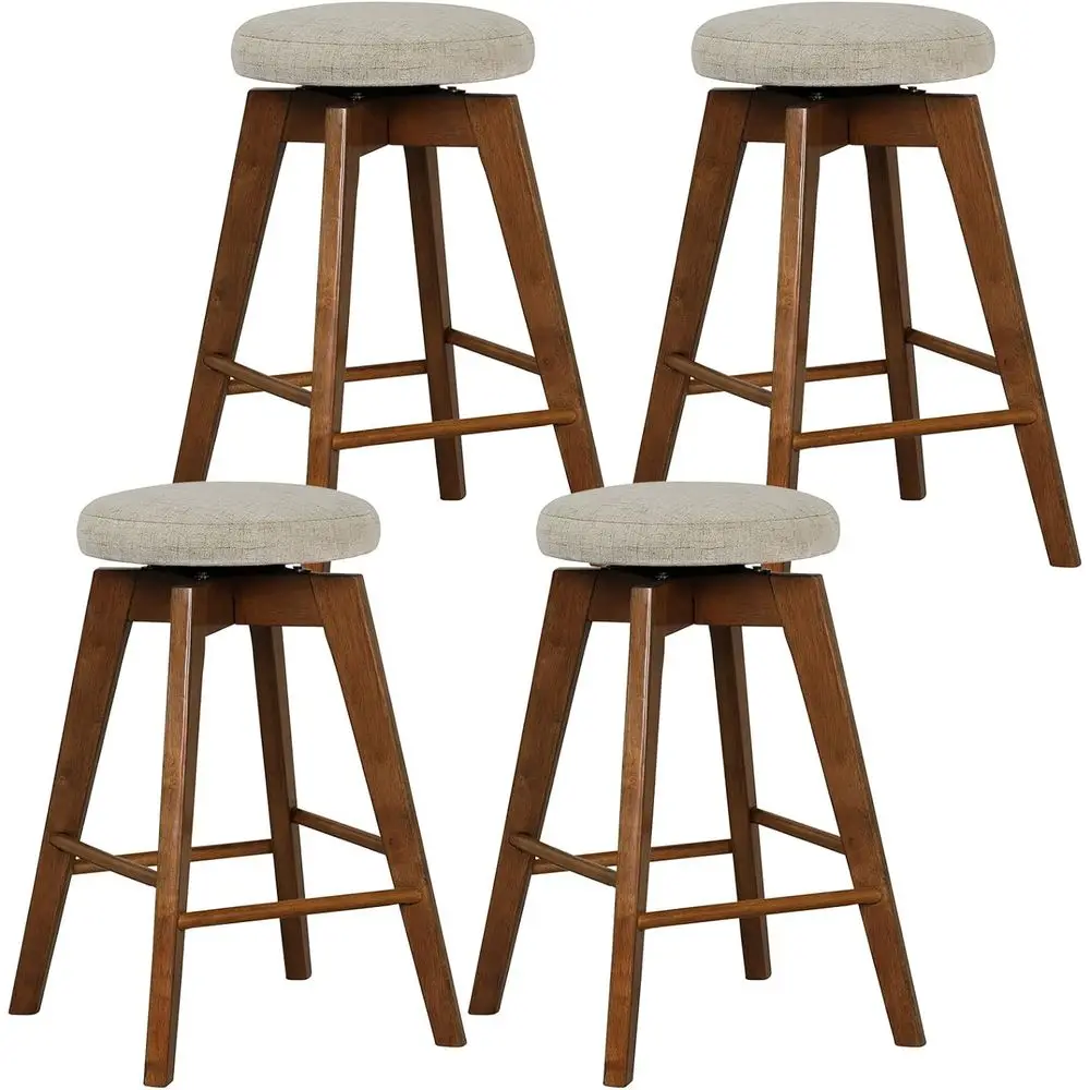 Set of 4 26 Counter Height Swivel Bar Stools with Rubberwood Legs, Linen Seats, Beige and Brown
Set of 4 26 Counter Height Swivel Bar Stools with Rubberwood Legs, Linen Seats, Beige and Brown