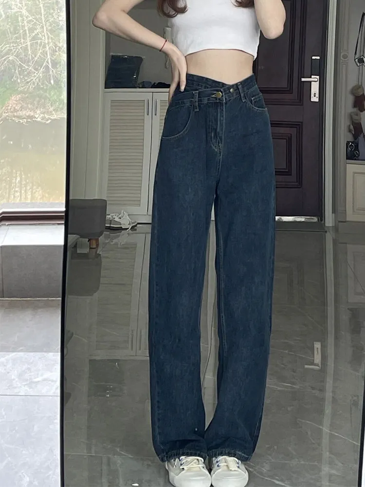 Deep Blue Straight Leg Jeans Women's Spring New Large Size Fat MM High Waist Slimming Loose Pear Body Wide Leg Pants
Deep Blue Straight Leg Jeans Women's Spring New Large Size Fat MM High Waist Slimming Loose Pear Body Wide Leg Pants