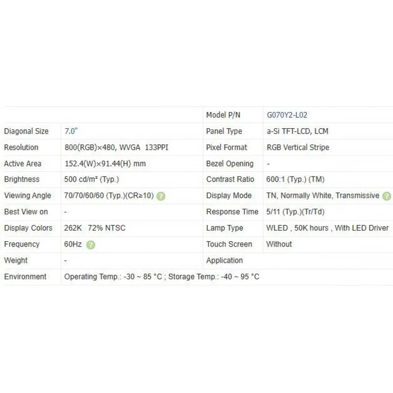 G070y2-l02 новый оригинальный 7-дюймовый ЖК-экран 
G070y2-l02 новый оригинальный 7-дюймовый ЖК-экран