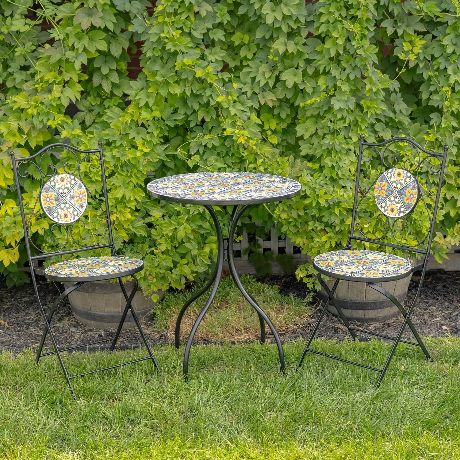 Mosaic Bistro Set 1 Table 2 Chairs Metal Frame Outdoor Garden Patio Customized
Mosaic Bistro Set 1 Table 2 Chairs Metal Frame Outdoor Garden Patio Customized