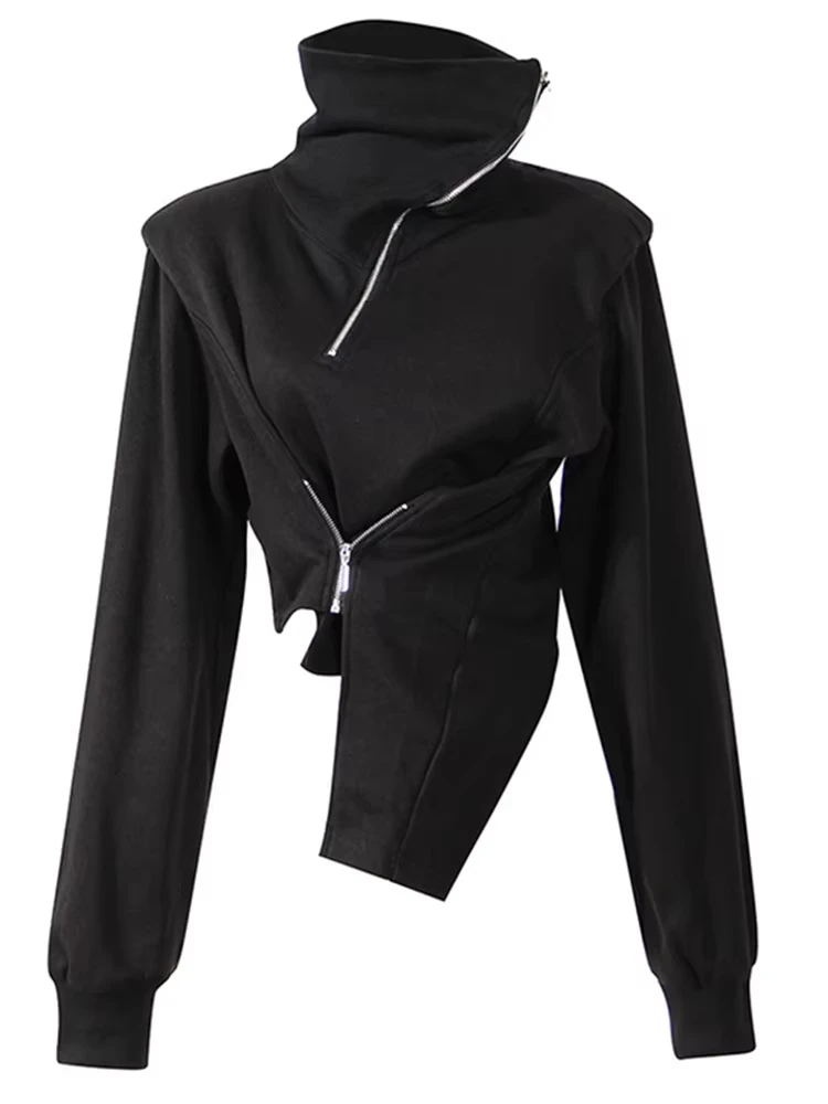 Loose Fit Black Zipper Irregular Sweatshirt New Turtleneck Long Sleeve Women Big Size Fashion Spring Autumn 2024 1DE3327
Loose Fit Black Zipper Irregular Sweatshirt New Turtleneck Long Sleeve Women Big Size Fashion Spring Autumn 2024 1DE3327