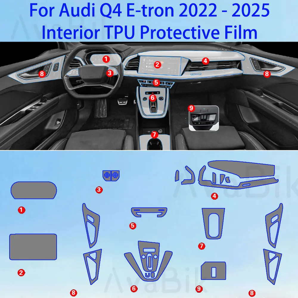 For Audi Q4 E-tron 2022-2025 Auto Interior TPU Protective Film Car Center Console Gear Panel Gps Screen Anti-Scratch PPF Sticker
For Audi Q4 E-tron 2022-2025 Auto Interior TPU Protective Film Car Center Console Gear Panel Gps Screen Anti-Scratch PPF Sticker