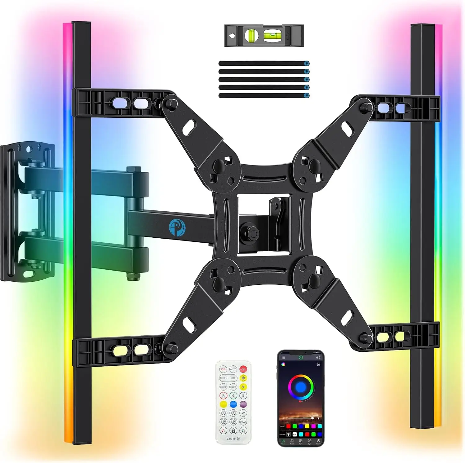 Full Motion TV Wall Mount with LED Lights for 13-43" TVs, Max VESA 200x200mm, Rotation Swivel Tilt, Music Sync, 44 lbs Capacity
Full Motion TV Wall Mount with LED Lights for 13-43" TVs, Max VESA 200x200mm, Rotation Swivel Tilt, Music Sync, 44 lbs Capacity