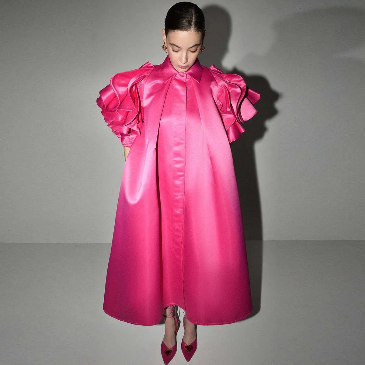 Fashion Fuchsia Maxi Dress Ruffle Short Sleeve Oversize Women Formal Outfit Hot Pink Event Gala Suit Dress Evening Party Dresses
Fashion Fuchsia Maxi Dress Ruffle Short Sleeve Oversize Women Formal Outfit Hot Pink Event Gala Suit Dress Evening Party Dresses