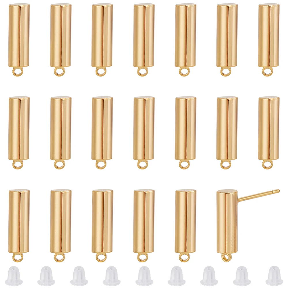 20Pcs Brass Stud Earrings Findings with 30Pcs Plastic Ear Nuts Column Real 18K Gold Plated 14x4mm Hole: 1.2mm Pin: 11.5x0.8mm
20Pcs Brass Stud Earrings Findings with 30Pcs Plastic Ear Nuts Column Real 18K Gold Plated 14x4mm Hole: 1.2mm Pin: 11.5x0.8mm