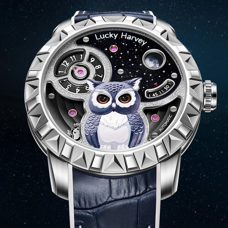 Lucky Harvey Automatic Mechanical Movement Wristwatch Moving Eyes Owl Dial Sapphire Waterproof Luminous Limited Watches for Men
Lucky Harvey Automatic Mechanical Movement Wristwatch Moving Eyes Owl Dial Sapphire Waterproof Luminous Limited Watches for Men