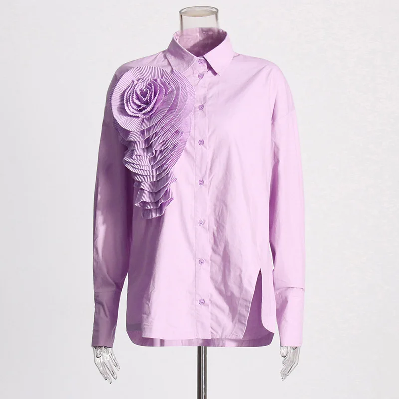 Elegant Purple Long Sleeve Women's Shirt Loose Fit Floral Pleated Design Autumn Fashion Casual Cotton Blend Business Style
Elegant Purple Long Sleeve Women's Shirt Loose Fit Floral Pleated Design Autumn Fashion Casual Cotton Blend Business Style
