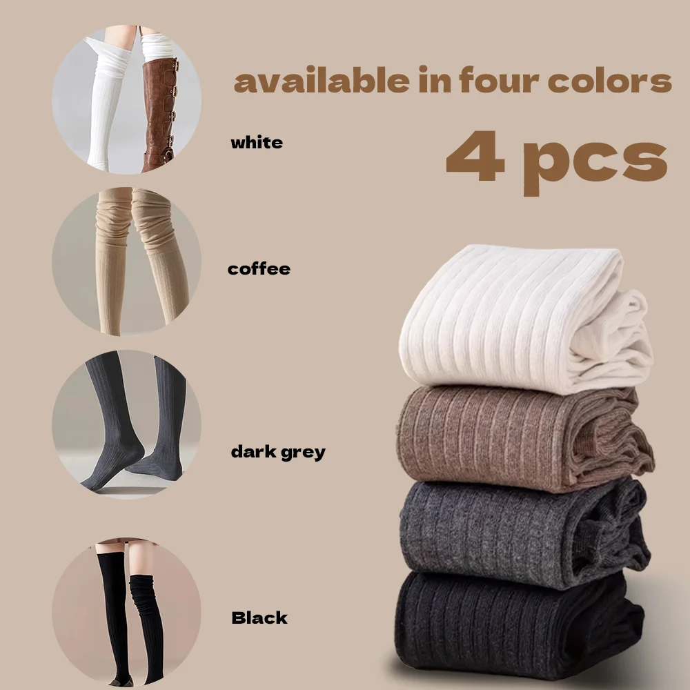 4Pcs set of Mixed Color Knee Socks, Two Different Styles of Thigh High Stockings, Cute & Leisure
4Pcs set of Mixed Color Knee Socks, Two Different Styles of Thigh High Stockings, Cute & Leisure
