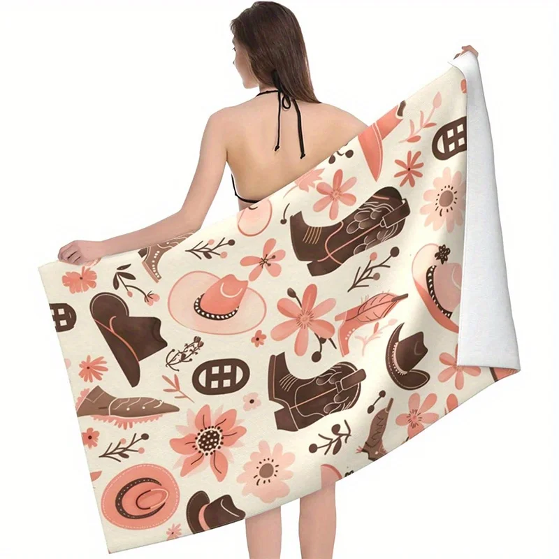 Beach Towel Cowboy Hat Boots and Floral Pattern Sun Protection Windproof Suitable for Swimming Pool Camping Travel Blanket
Beach Towel Cowboy Hat Boots and Floral Pattern Sun Protection Windproof Suitable for Swimming Pool Camping Travel Blanket