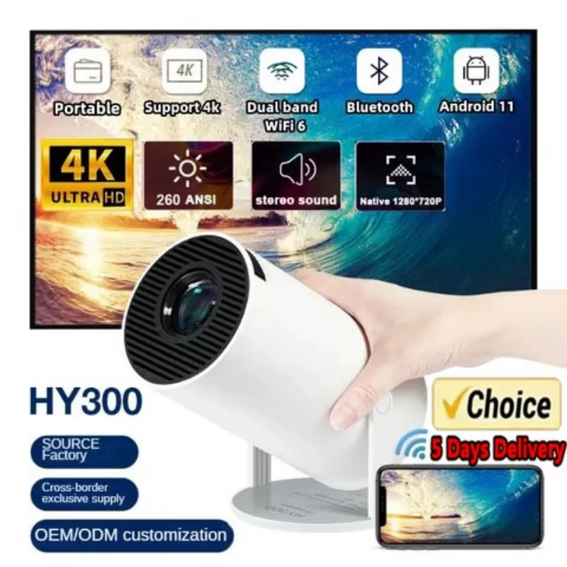 HY300 Video Game Projector 2026 New Outdoor portable 4KWifi 1080P 1280 720P HD Home Cinema Video Movies LED Projetor
HY300 Video Game Projector 2026 New Outdoor portable 4KWifi 1080P 1280 720P HD Home Cinema Video Movies LED Projetor