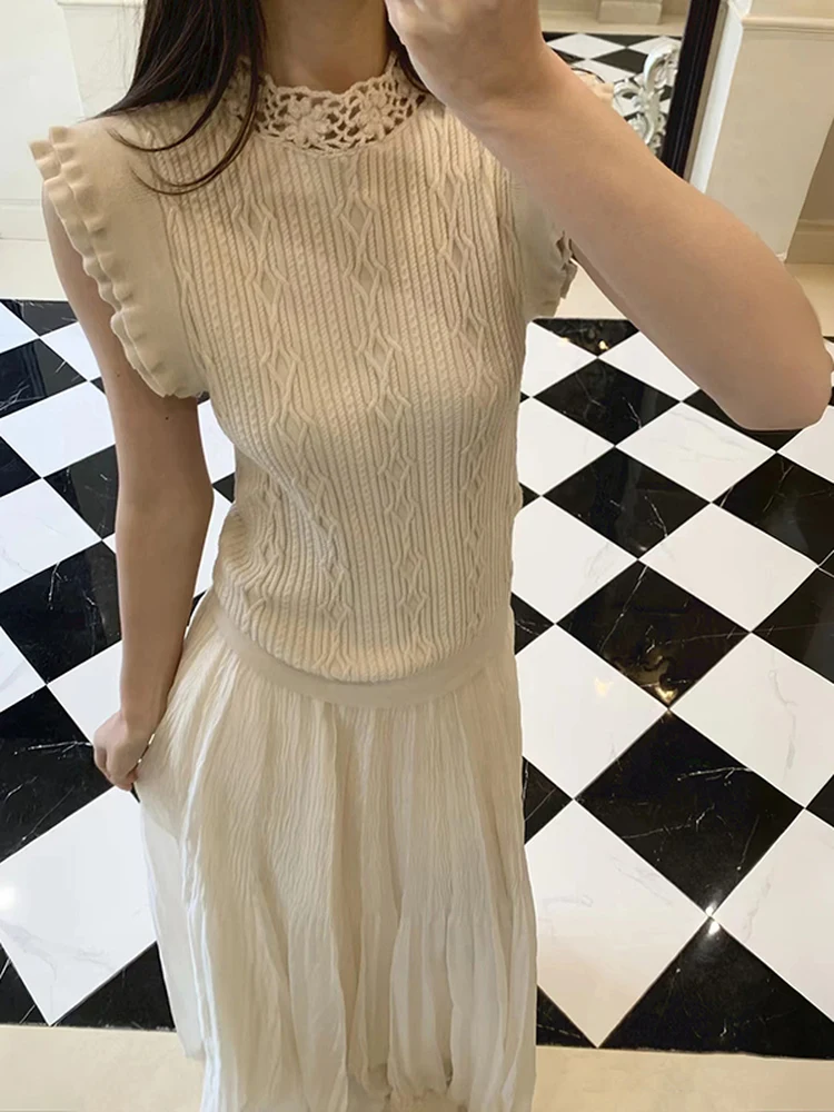 Elegant Summer Knitted Sweater Women's Slim Fit Turn-down Collar Twist Flower Hook Sleeve Fashionable Polyester Blend Top
Elegant Summer Knitted Sweater Women's Slim Fit Turn-down Collar Twist Flower Hook Sleeve Fashionable Polyester Blend Top