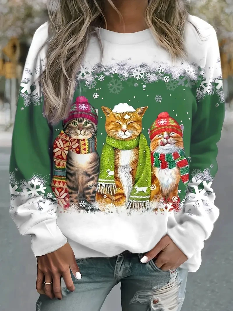 3D Print Cute Cat Pattern Women Round-neck Sweatshirt Christmas Holiday Tops Casual Round Neck Hoodies Autumn New Women Clothing
3D Print Cute Cat Pattern Women Round-neck Sweatshirt Christmas Holiday Tops Casual Round Neck Hoodies Autumn New Women Clothing
