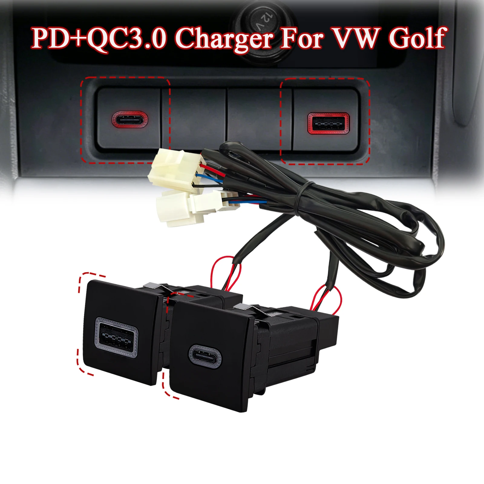 12V Red LED Car Socket Charger Dual USB Port Phone Chargers PD QC3.0 Fast Charging Power Adapter For VW Golf 6 MK6 Jetta 5 MK5
12V Red LED Car Socket Charger Dual USB Port Phone Chargers PD QC3.0 Fast Charging Power Adapter For VW Golf 6 MK6 Jetta 5 MK5
