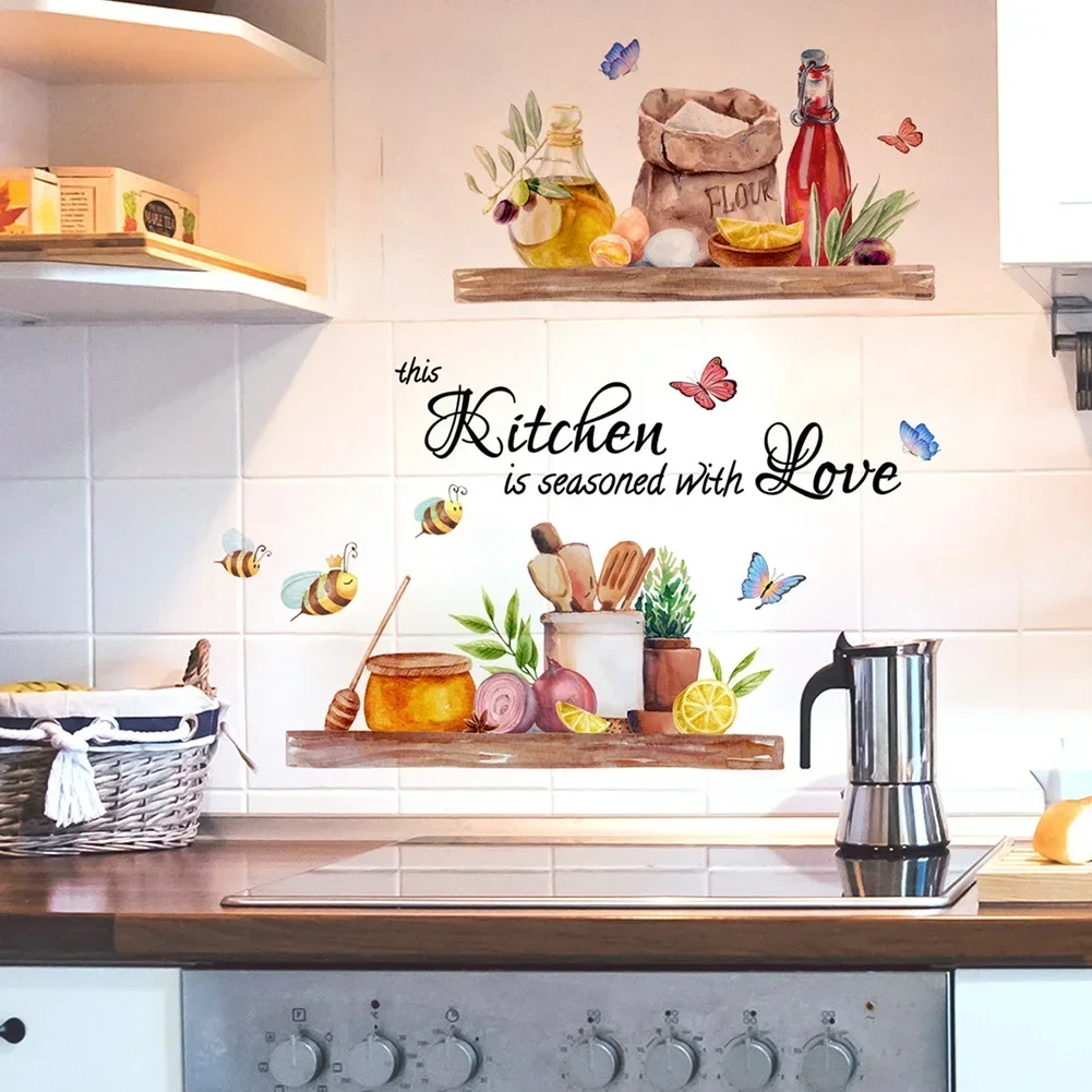 48x68cm English Kitchen Bee Butterfly Cartoon Wall Sticker Classic Background Wall Living Room Kitchen Home Decor Wall Sticker
48x68cm English Kitchen Bee Butterfly Cartoon Wall Sticker Classic Background Wall Living Room Kitchen Home Decor Wall Sticker