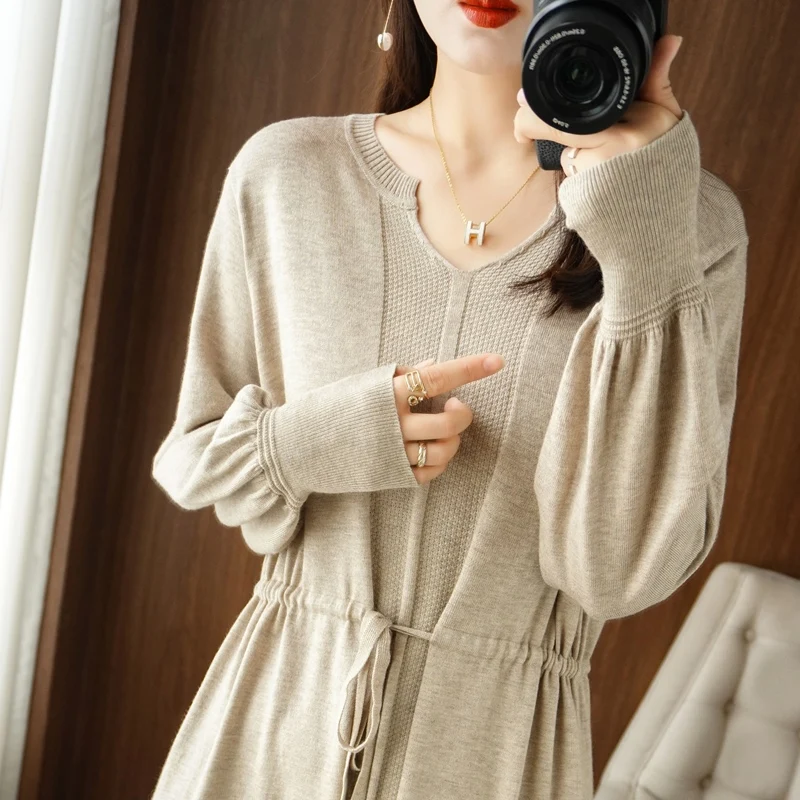 Women's Woolen Knitted Dr V-Ne Color plus Size Faion Long Sve Korean Sle Loose Midi-Length Knit Dr
Women's Woolen Knitted Dr V-Ne Color plus Size Faion Long Sve Korean Sle Loose Midi-Length Knit Dr