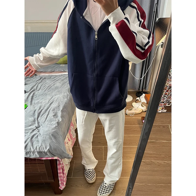 American Sle Hooded Cardigan Sweatirt Jaet Men's Spring Autumn Patchwork Striped Couple Tops High End Feeling Zipper Ja...
American Sle Hooded Cardigan Sweatirt Jaet Men's Spring Autumn Patchwork Striped Couple Tops High End Feeling Zipper Ja...